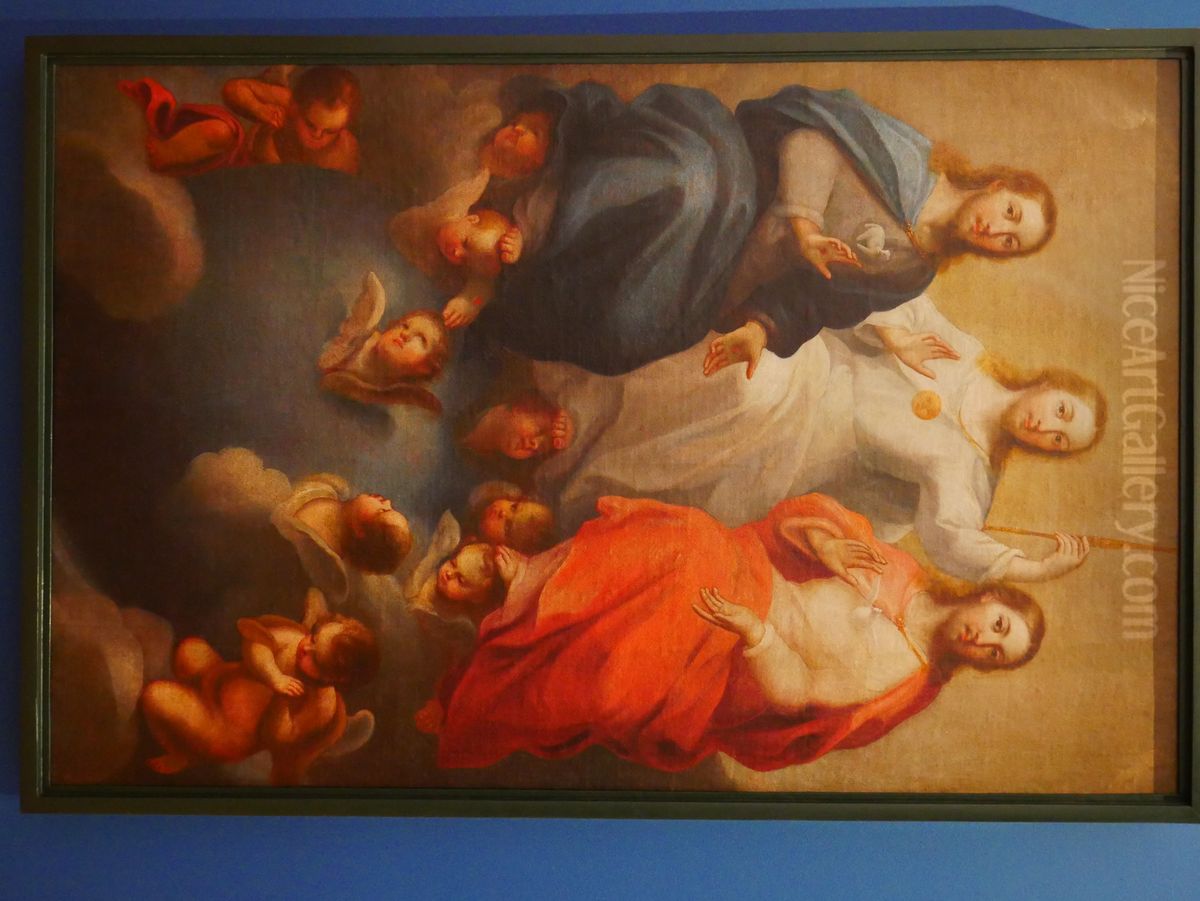 Holy Trinity Oil Painting by Jose De Ibarra