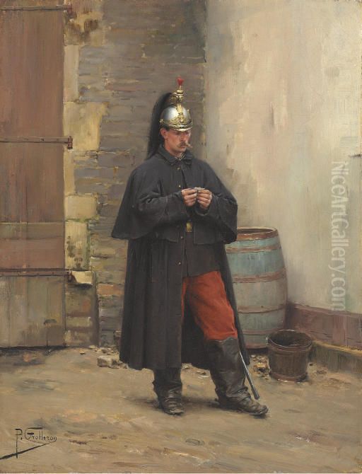 A Guard's Rest Oil Painting by Paul Grolleron