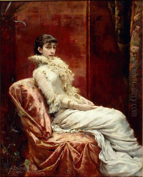 Portrait V. I. Miatlevoy (born Bibikova) Oil Painting by Albert Edelfelt