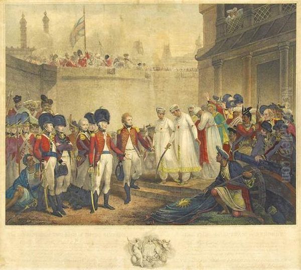 The Surrender Of The Two Sons Of Tippoo Sultaun Oil Painting by Antoine Cardon