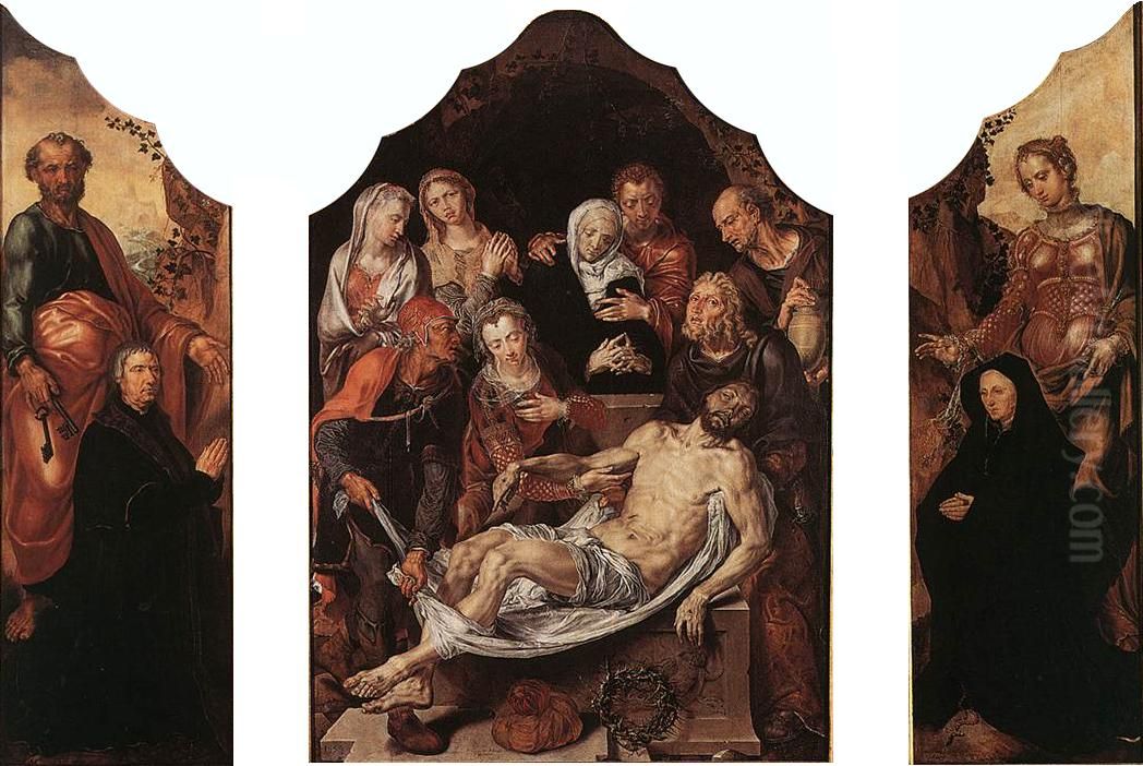 Triptych of the Entombment Oil Painting by Maarten Van Heemskerck