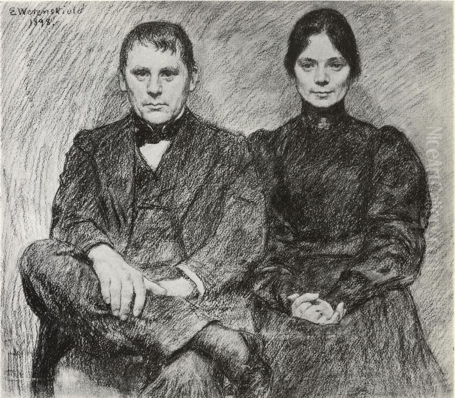 Bernt and Minka Gronvold Oil Painting by Erik Werenskiold