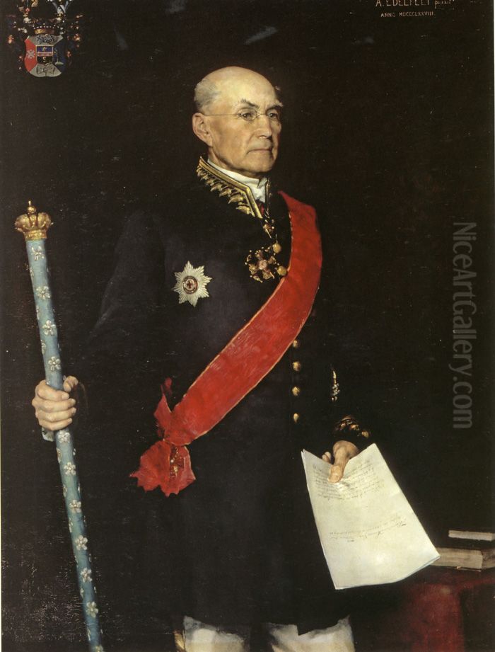 Portrait of Johan August von Born (1815-1878) Oil Painting by Albert Edelfelt