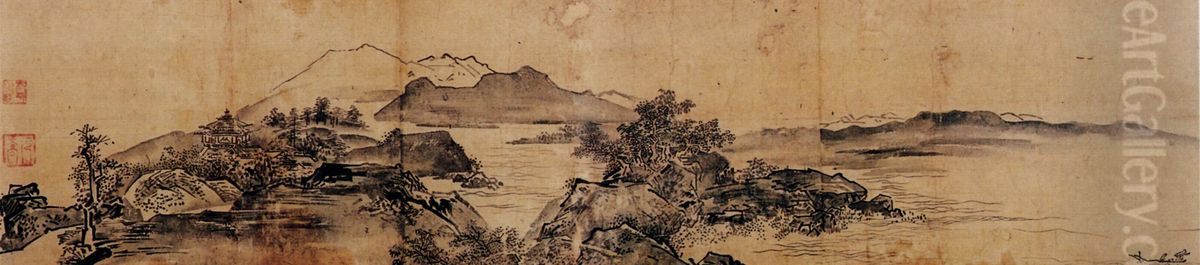 A landscape painting Oil Painting by Nankaku Hattori