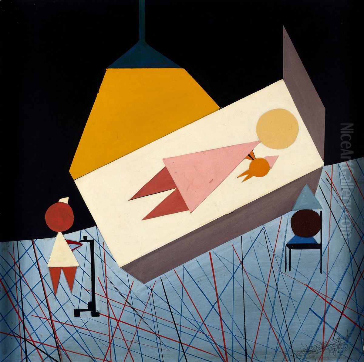 A mother and child in a maternity ward. Oil Painting by unknown