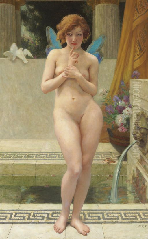 A Nymph by a Fountain Oil Painting by Guillaume Seignac