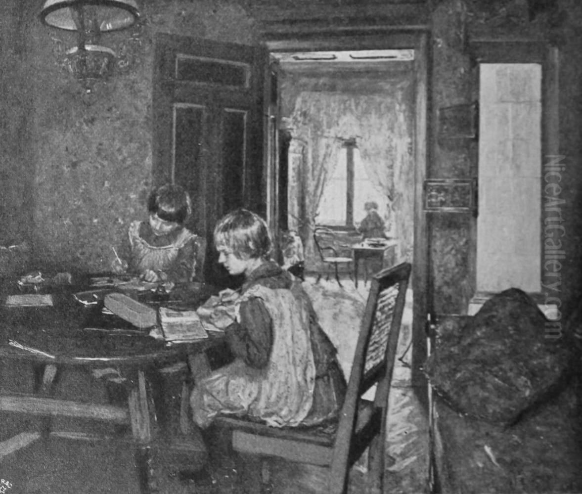 Die Zuchtstatte. Oil Painting by Fritz von Uhde