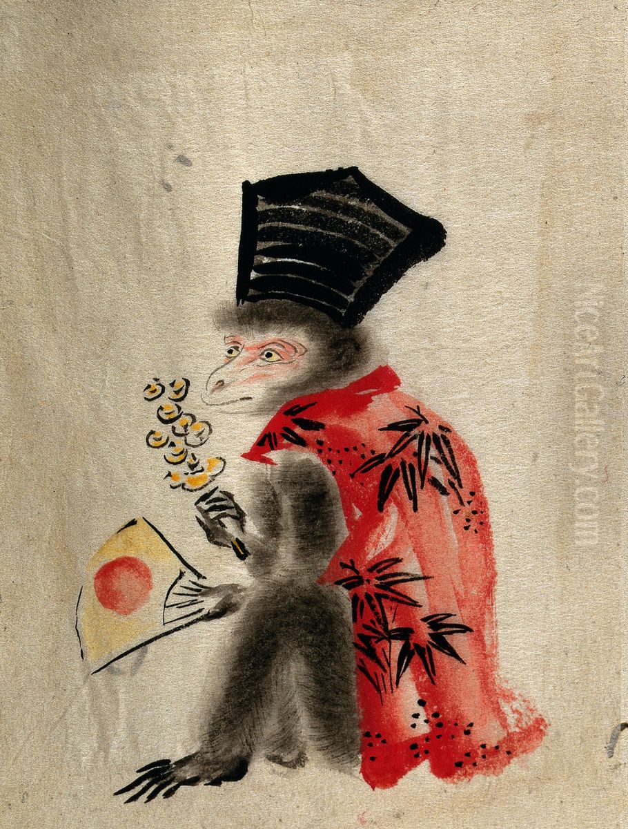 A monkey dressed as a human Oil Painting by unknown