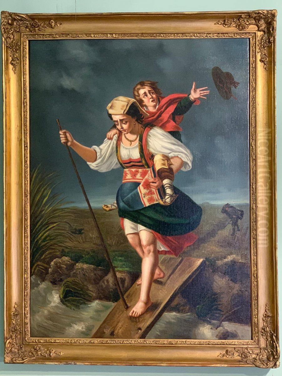 A Neapolitan peasant woman and a child Oil Painting by Unidentified location