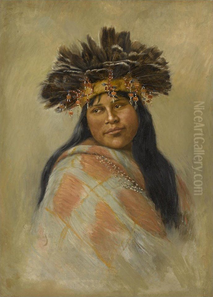 A Pomo Dancer (Kal-si-wa, Rosa Peters Oil Painting by Grace Hudson