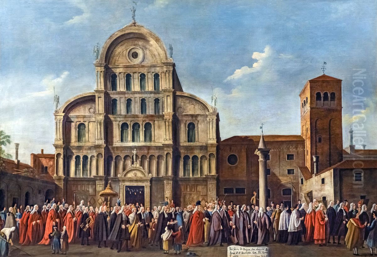 Visit of the Doge to San Zaccaria on Easter Day Oil Painting by Gabriele Bella