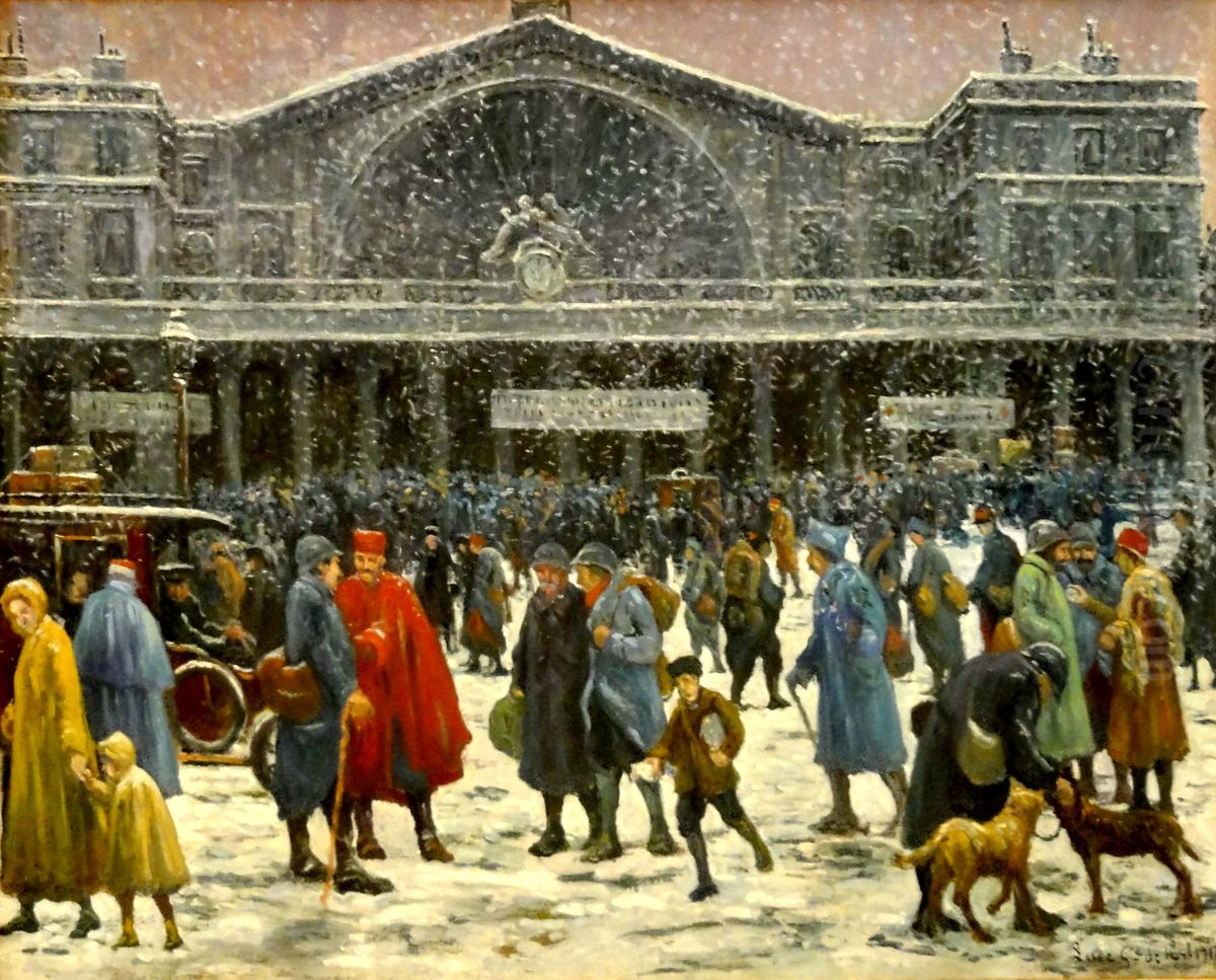 La gare de l'Est sous la neige Oil Painting by Maximilien Luce