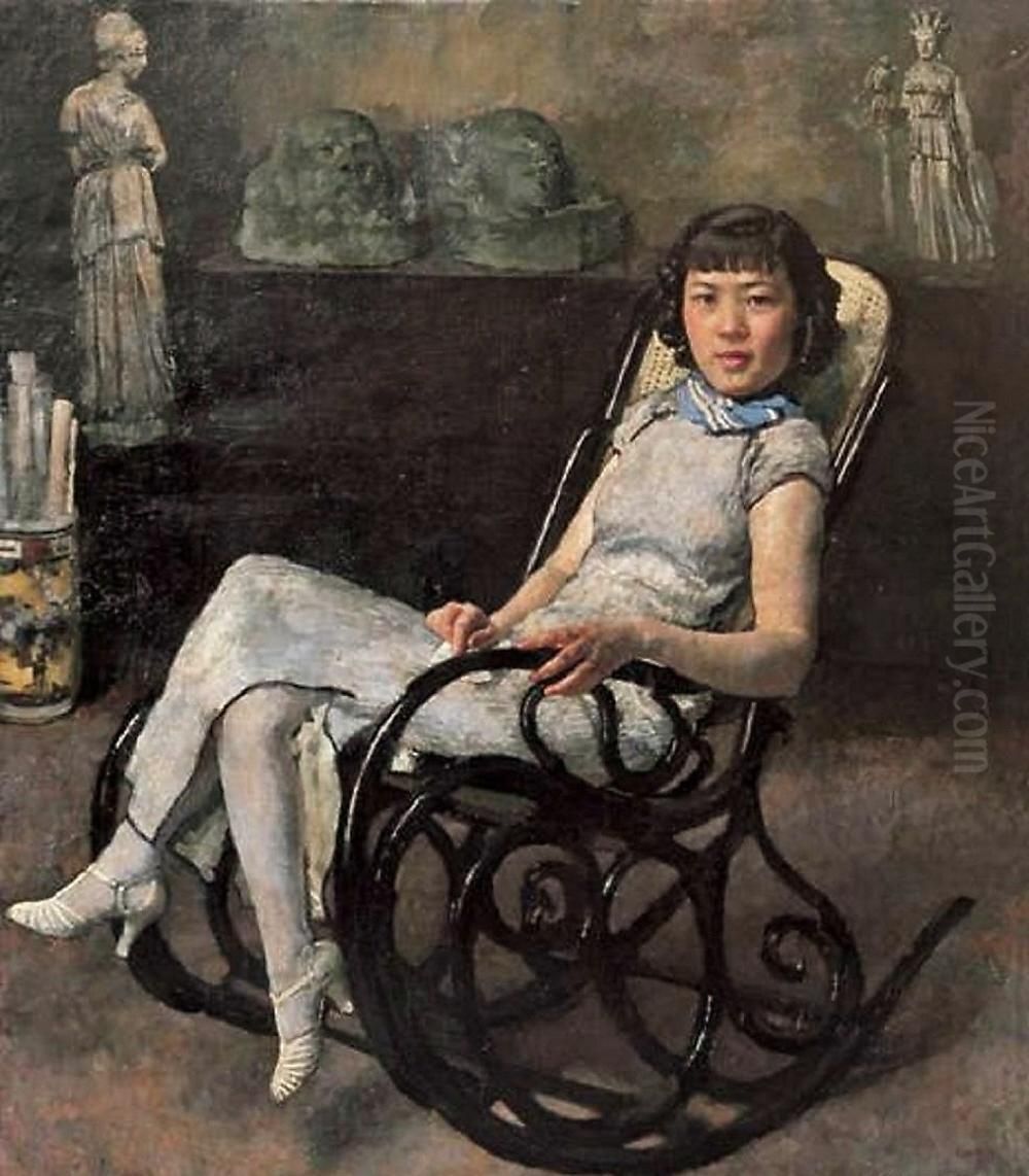 Portrait-ofSun Duoci(1912-1975) Oil Painting by Xu Beihong