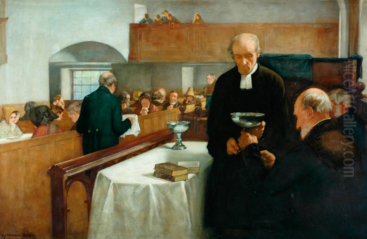 A Scottish Sacrament Oil Painting by Henry John Dobson