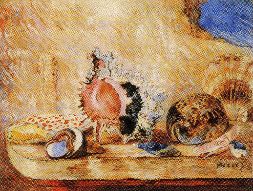 Seashells Oil Painting by James Ensor
