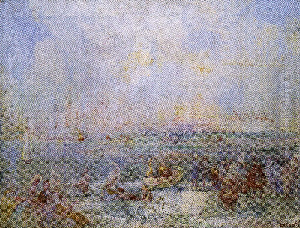 Carnival on the beach Oil Painting by James Ensor