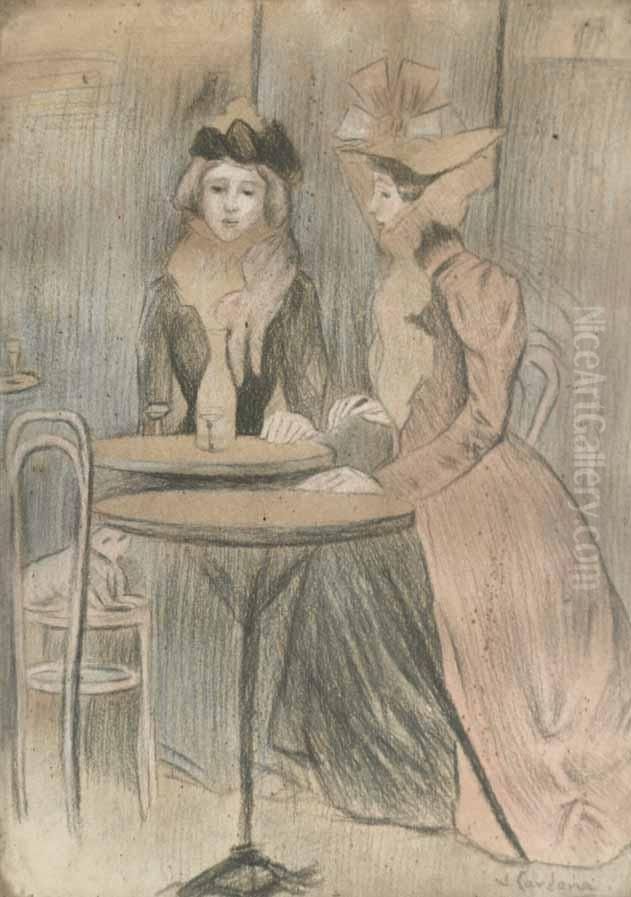 Escena De Cafe Parisino Oil Painting by Joan Cardona