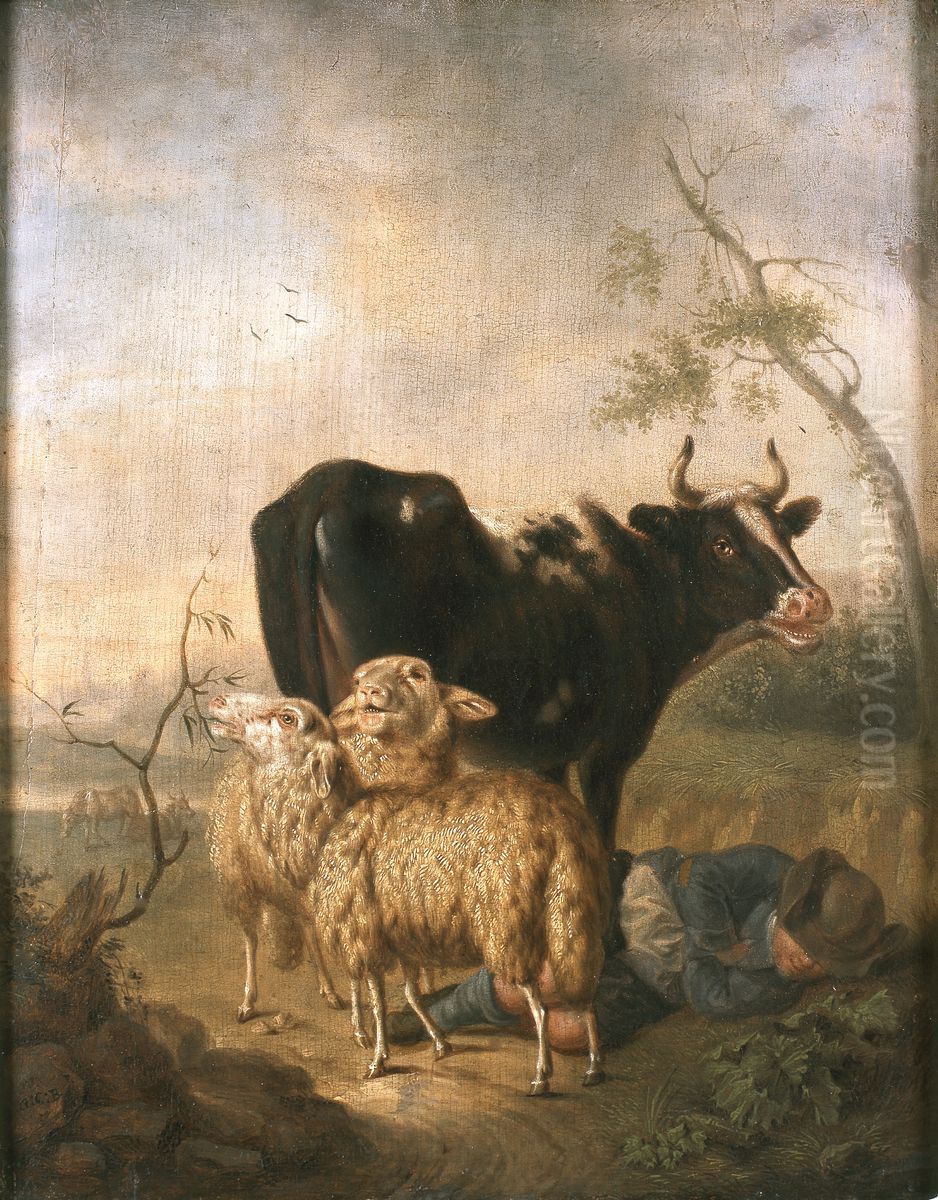 Landschaft mit Schafen Oil Painting by Anna Katharina Block