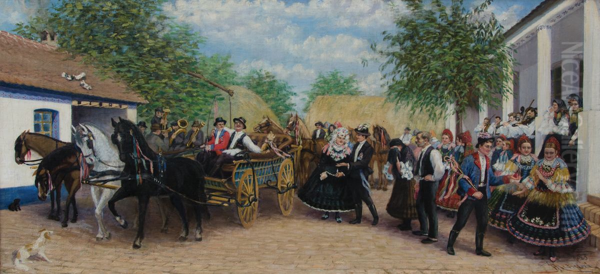 A slovak wedding at Petrovac Oil Painting by unknown