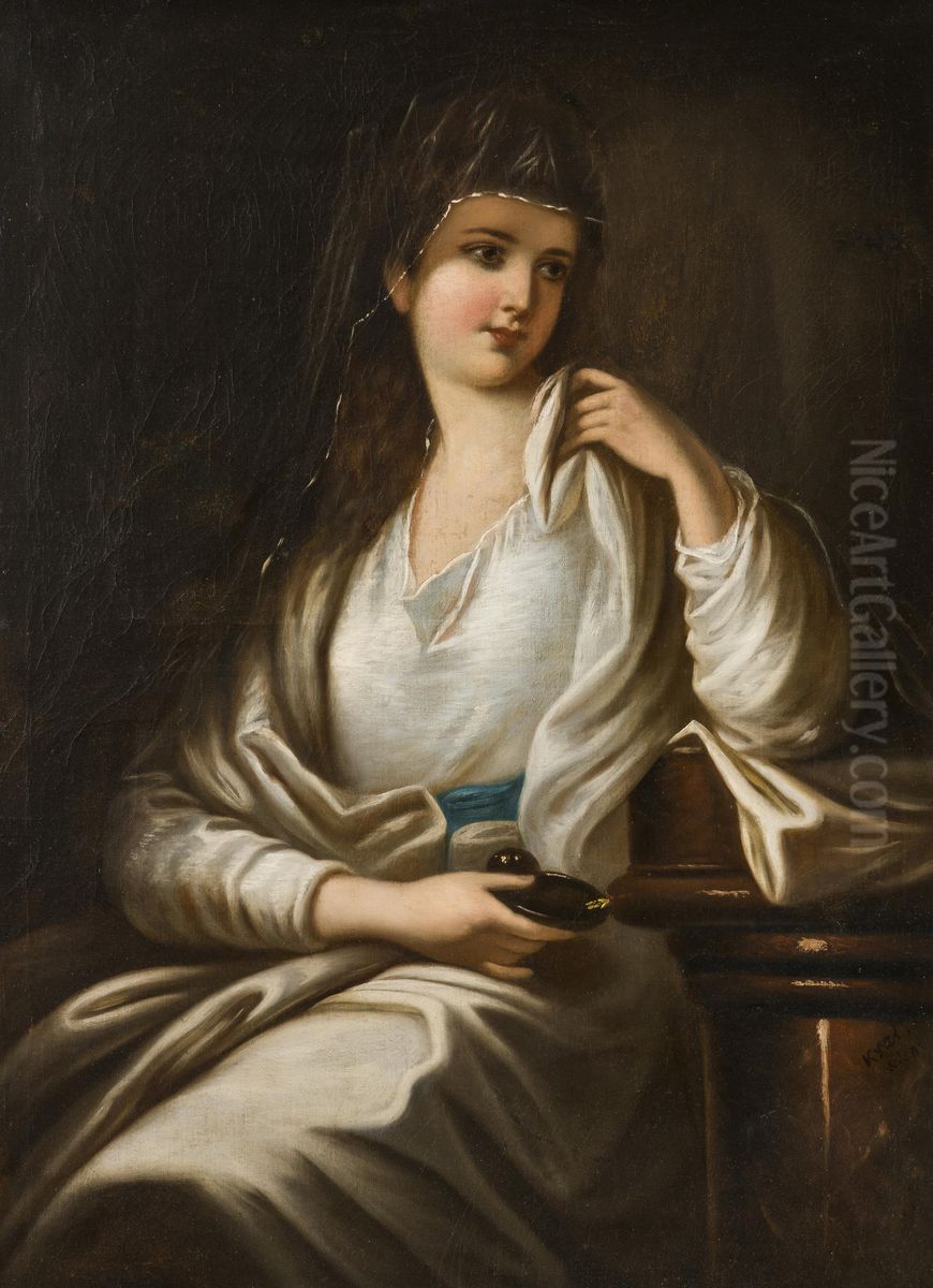 A Sitting Lady Oil Painting by Angelica Kauffmann