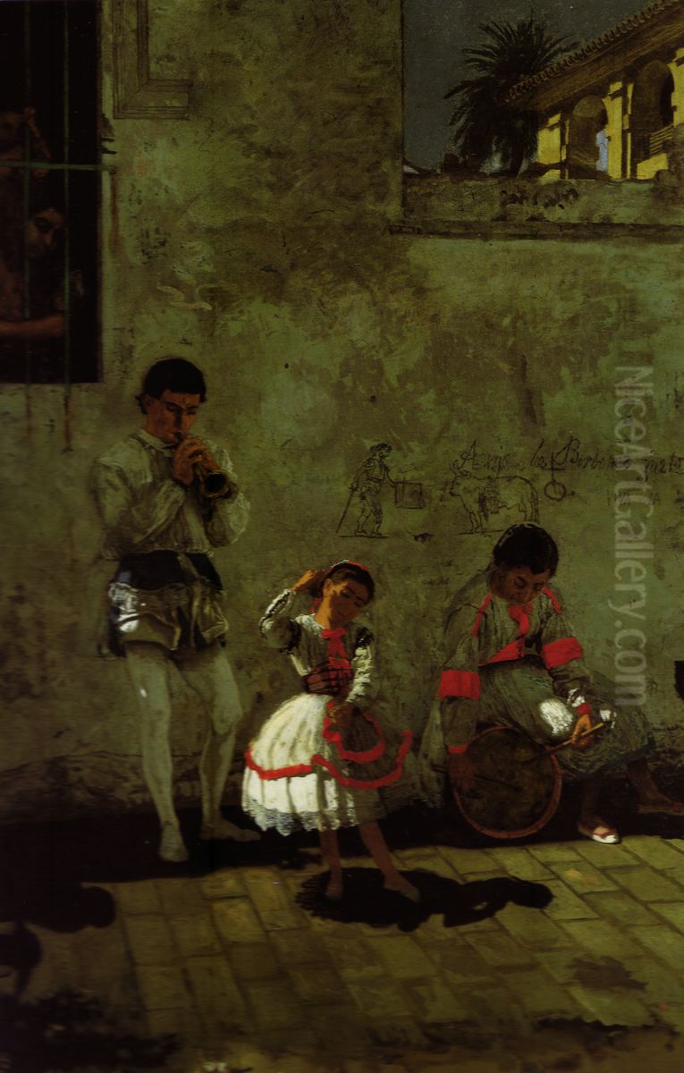 A street scene in Sevilla Oil Painting by Thomas Cowperthwait Eakins