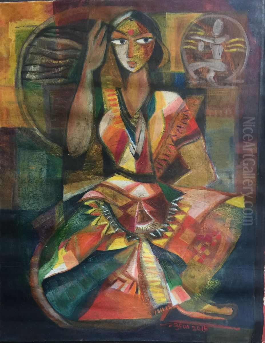 A Tamil Dancer Oil Painting by unknown