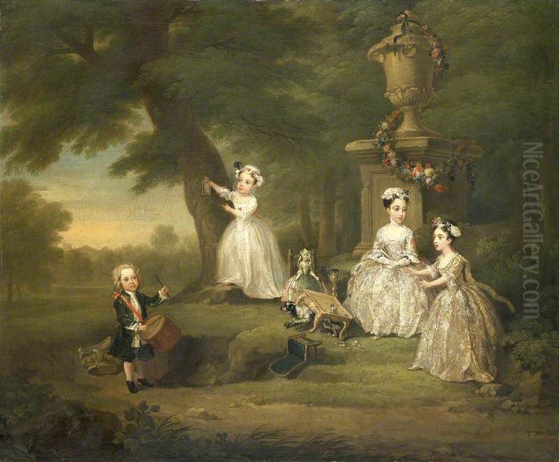 A Tea Party Oil Painting by William Hogarth