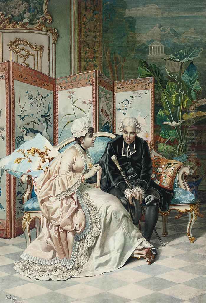 A sympathetic ear Oil Painting by Belisario Gioja