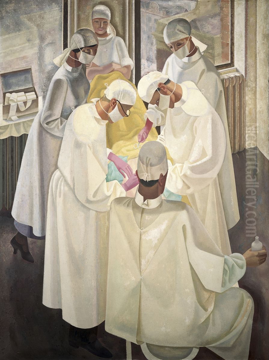 A surgical operation. Oil Painting by Reginald Brill