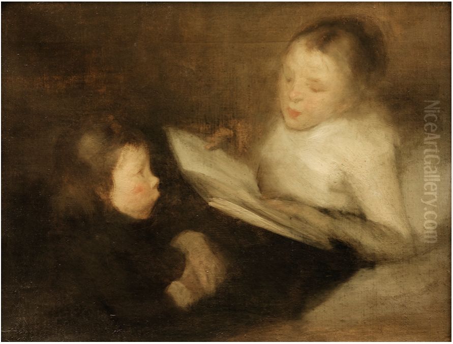 A Nice Tale Oil Painting by Eugene Carriere