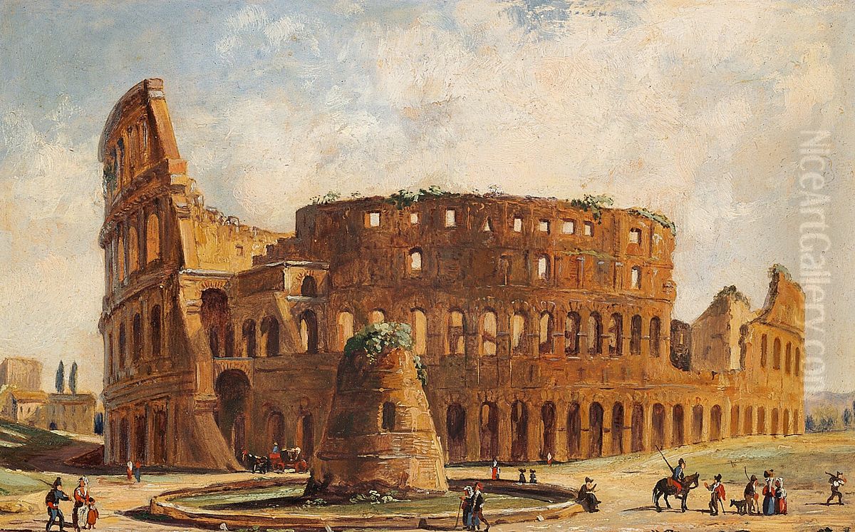 A view of the Colosseum. Oil Painting by unknown