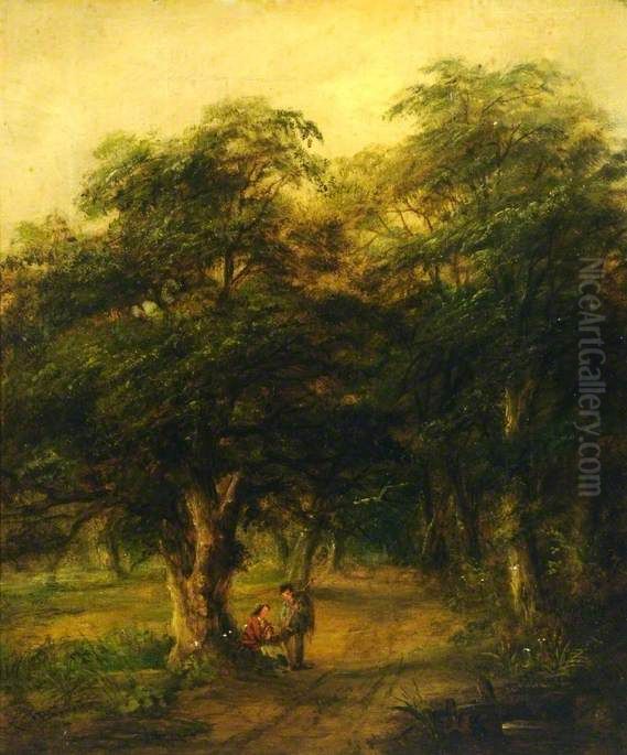A Wooded Glade Oil Painting by Robert Burrows