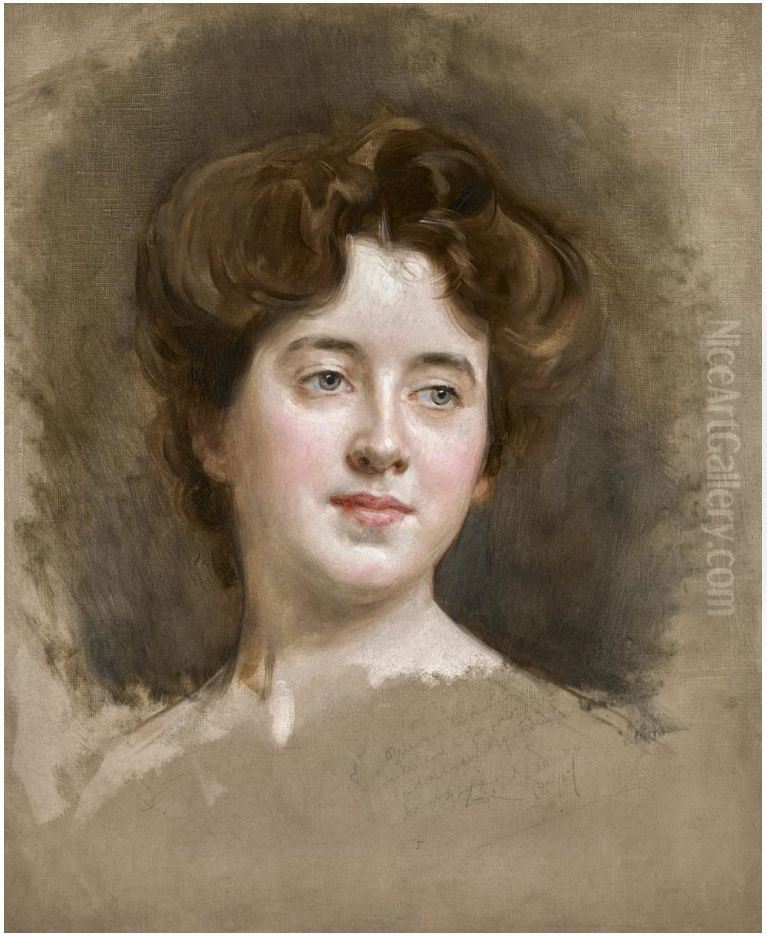 A Young Beauty Oil Painting by Raimundo de Madrazo y Garreta