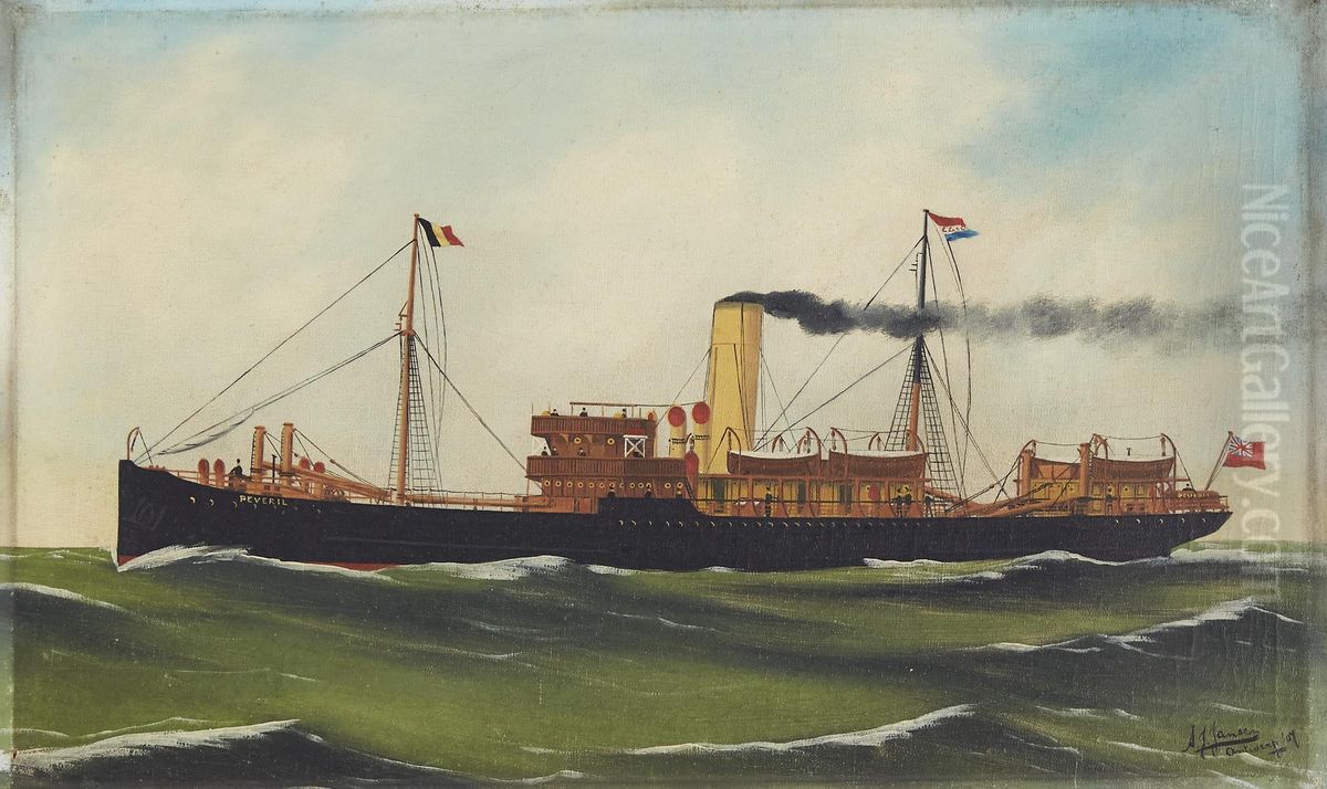 SteamshipPeveril Oil Painting by Harry J. Jansen