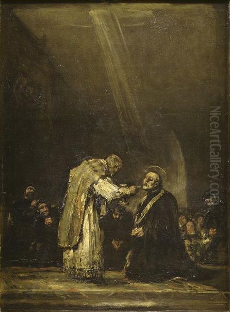 The last communion of Saint Jose de Calasanz  (1557-1648) Oil Painting by Francisco Goya Fuendetodos