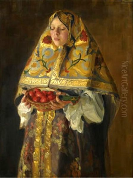 A young russian Girl Oil Painting by Ivan Kulikov