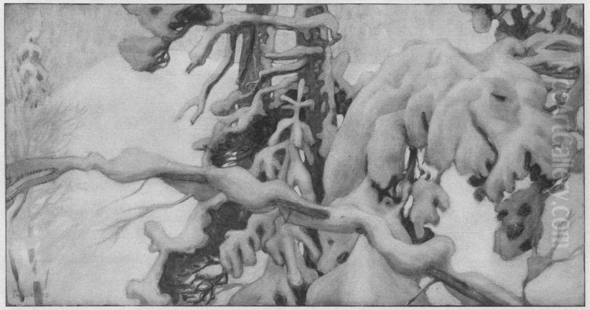 Winter Oil Painting by Akseli Valdemar Gallen-Kallela