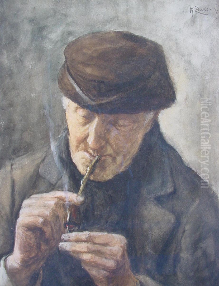 A quiet pipe Oil Painting by Jaap Versteegh