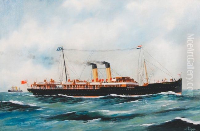 The Steam Vessel 'St Petersburg'. Oil Painting by Harry J. Jansen