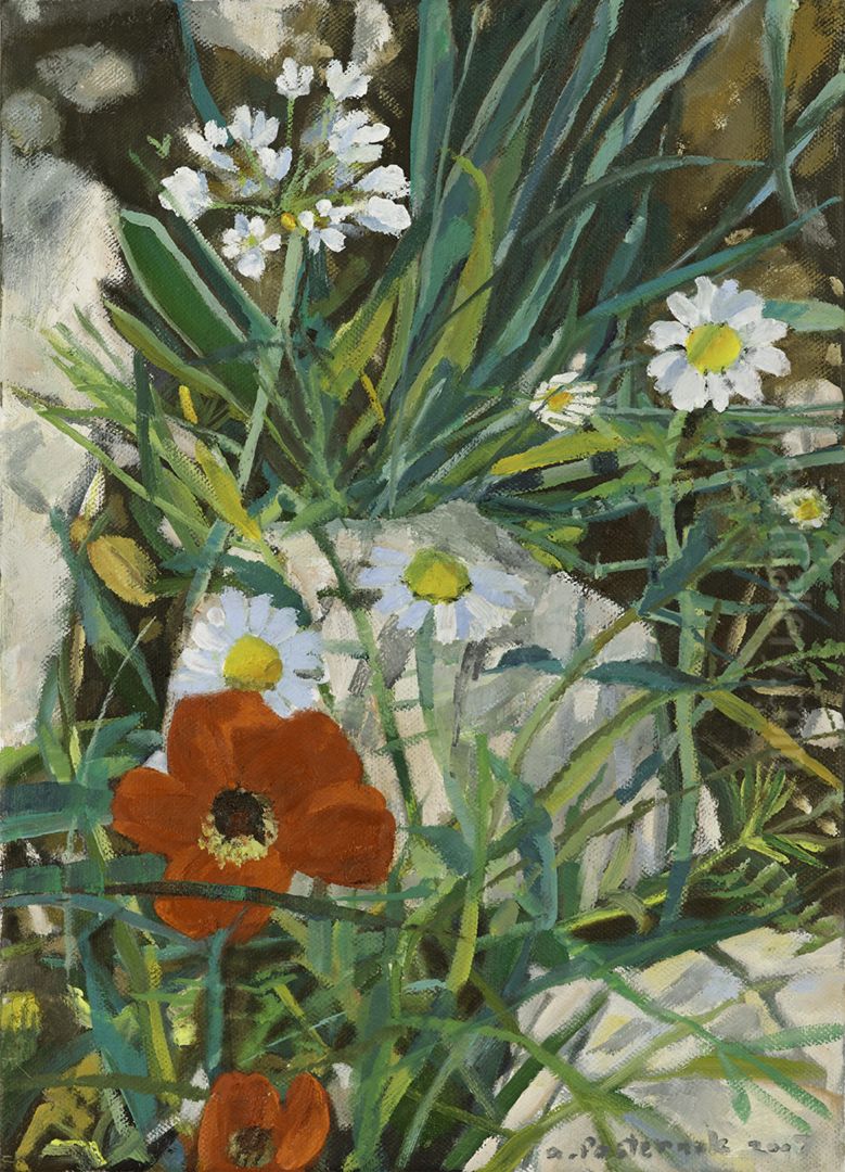Flowers and Rocks Oil Painting by Anna Pasternak