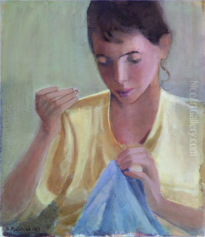 Mending 1 Oil Painting by Anna Pasternak