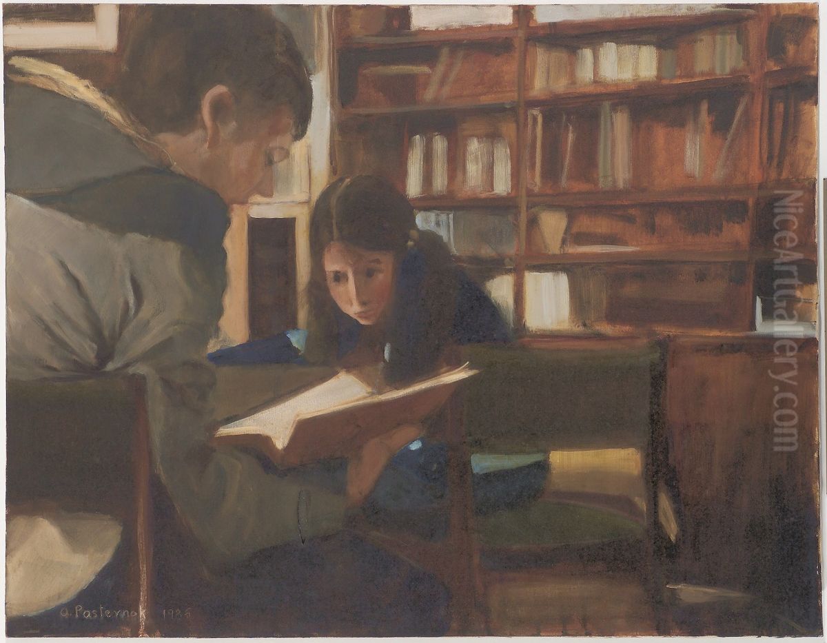 At the Library 1 Oil Painting by Anna Pasternak