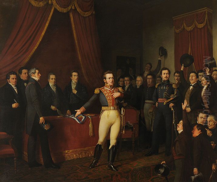 Abdication of Bernardo O'Higgins Oil Painting by Manuel Antonio Caro