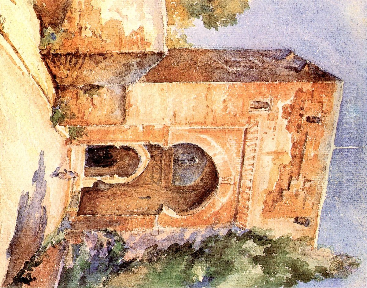 Granada, L' Alhambra: La Porte de la Justice. Oil Painting by Moustafa Farroukh