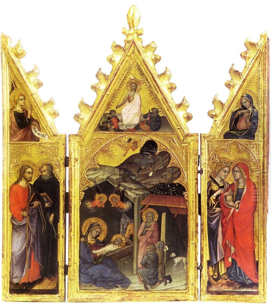 Nativity, Resurrection and Saints Oil Painting by Andrea Di Bartolo