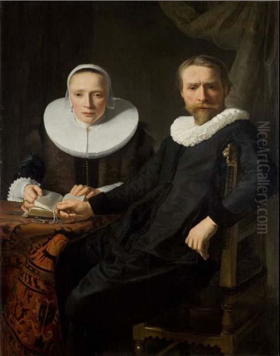 A Double Portrait Oil Painting by Abraham de Vries