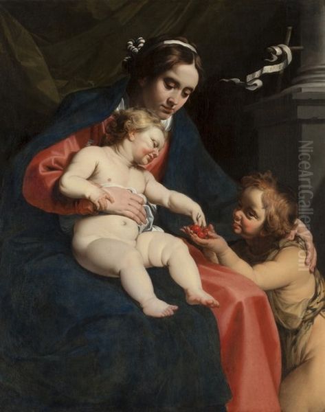 The Virgin and Child with St John the Baptist Oil Painting by Abraham Janssens I