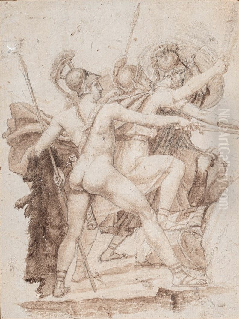 Study for the Seven Chiefs against Thebes Oil Painting by Angelique Mongez