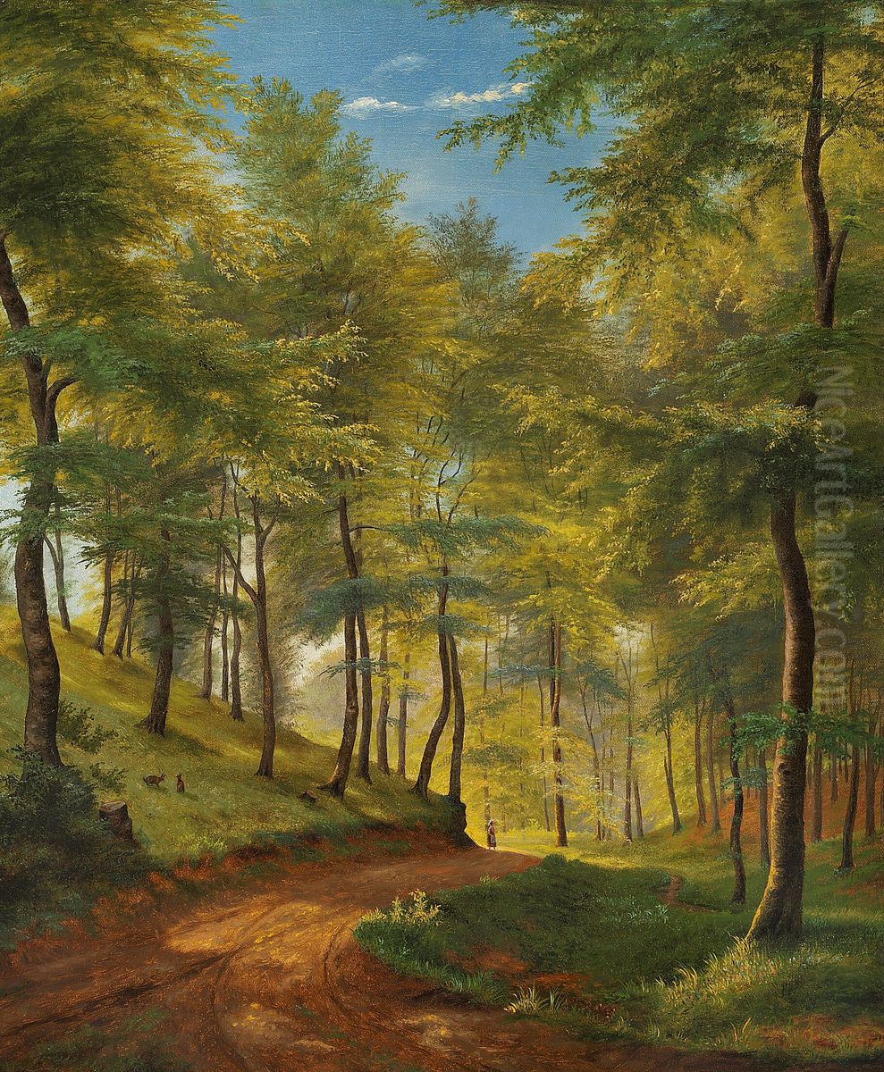 Woodlands in springtime. Oil Painting by Carl Frederik Aagaard