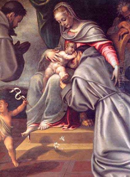Madonna and Child   and  Saints Oil Painting by Antonio Campi
